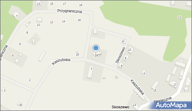 Skoszewo, Kaszubska, 14, mapa Skoszewo