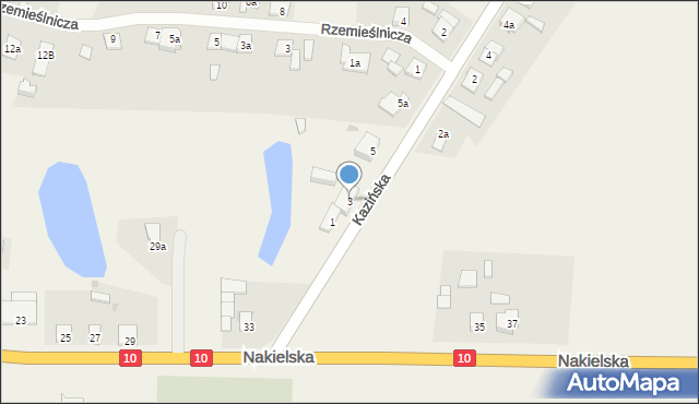 Ślesin, Kazińska, 3, mapa Ślesin