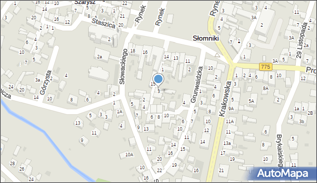 Słomniki, Karpacka, 3, mapa Słomniki