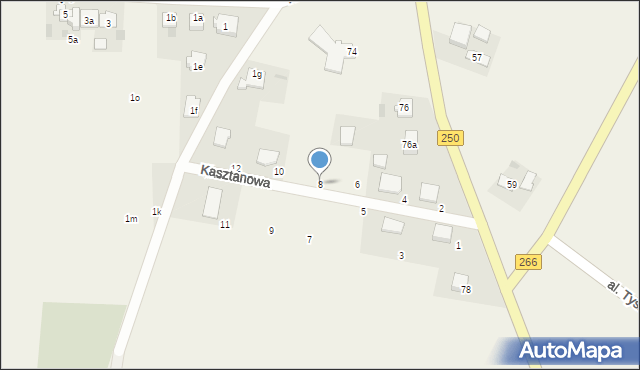 Służewo, Kasztanowa, 8, mapa Służewo