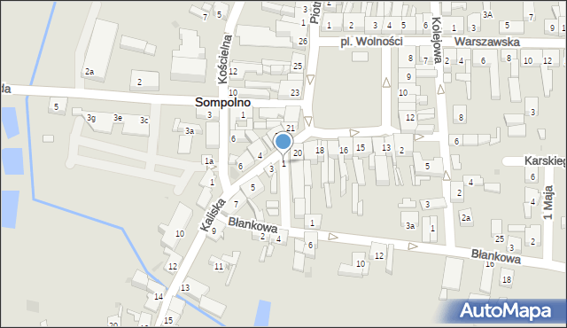 Sompolno, Kaliska, 1, mapa Sompolno