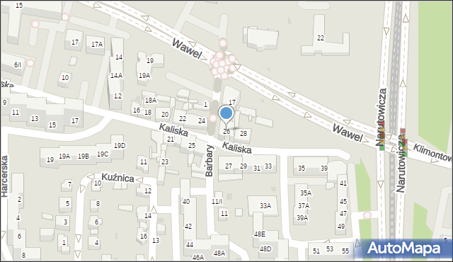 Sosnowiec, Kaliska, 26, mapa Sosnowca