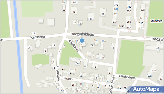 Sosnowiec, Kapliczna, 9, mapa Sosnowca