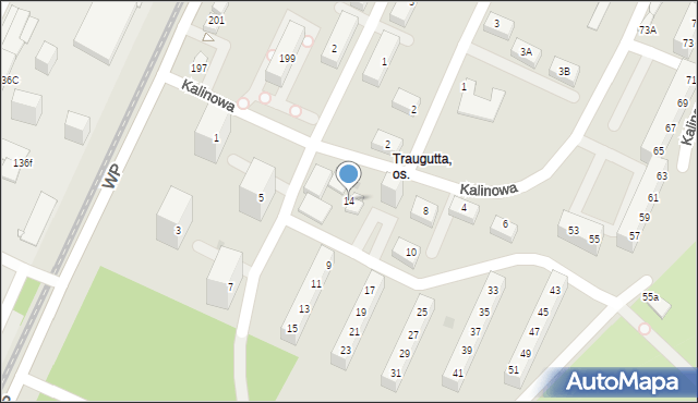 Sosnowiec, Kalinowa, 14, mapa Sosnowca