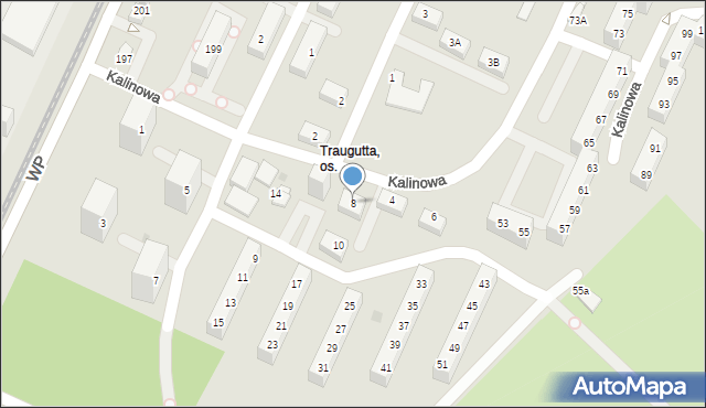 Sosnowiec, Kalinowa, 8, mapa Sosnowca