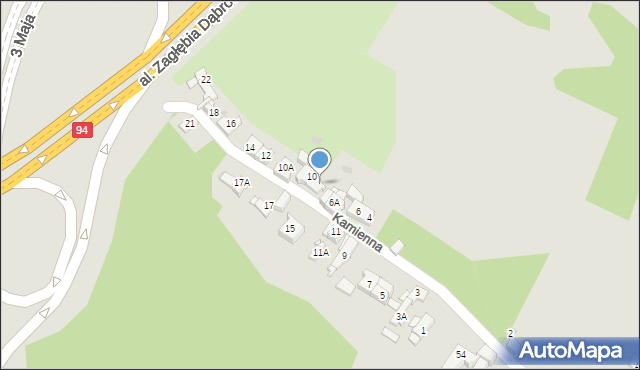 Sosnowiec, Kamienna, 8, mapa Sosnowca