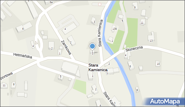 Stara Kamienica, Kamienicka, 1, mapa Stara Kamienica