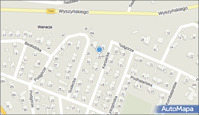 Starachowice, Karpacka, 21, mapa Starachowic