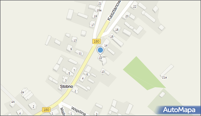 Stobno, Kasztanowa, 12, mapa Stobno