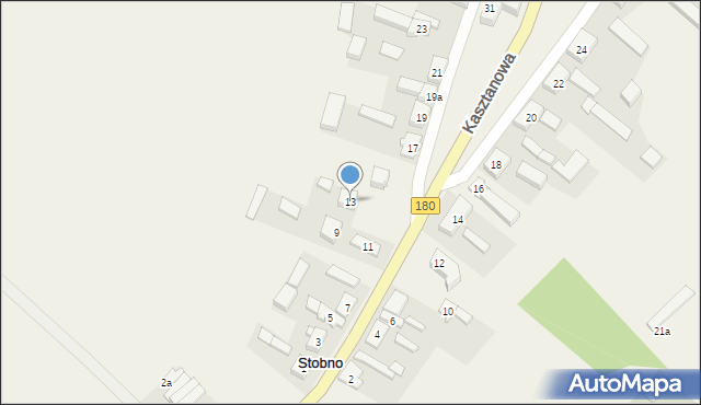 Stobno, Kasztanowa, 13, mapa Stobno