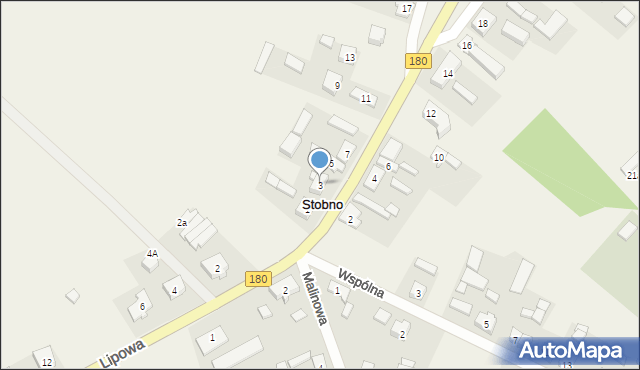 Stobno, Kasztanowa, 3, mapa Stobno