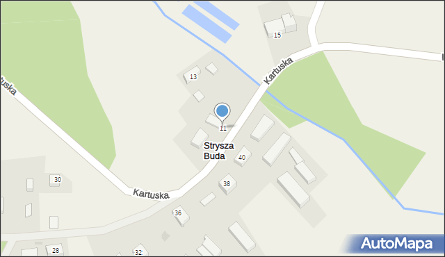 Strysza Buda, Kartuska, 11, mapa Strysza Buda