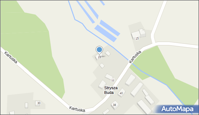 Strysza Buda, Kartuska, 13, mapa Strysza Buda