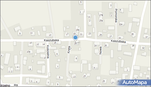 Strzelno, Kaszubska, 20, mapa Strzelno