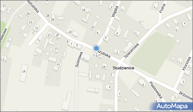 Studzienice, Kaszubska, 1, mapa Studzienice