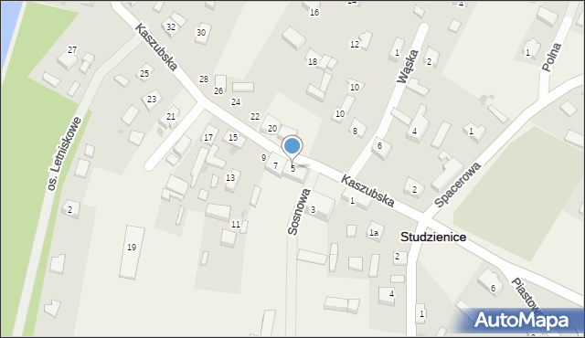 Studzienice, Kaszubska, 5, mapa Studzienice