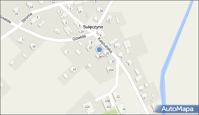 Sulęczyno, Kaszubska, 16, mapa Sulęczyno