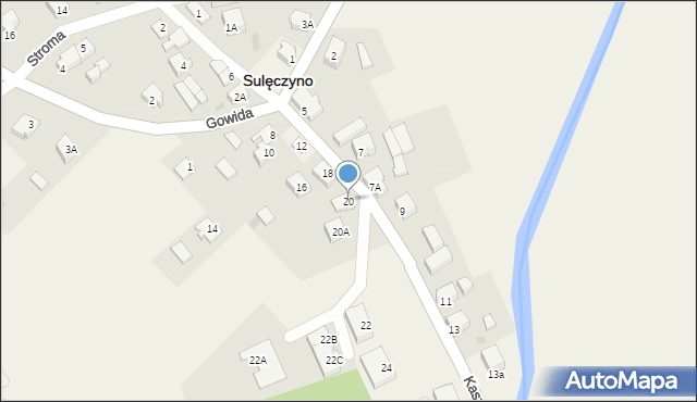 Sulęczyno, Kaszubska, 20, mapa Sulęczyno