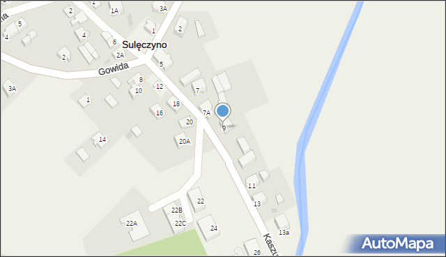 Sulęczyno, Kaszubska, 9, mapa Sulęczyno