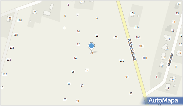 Suszno, Kalinowa, 13, mapa Suszno