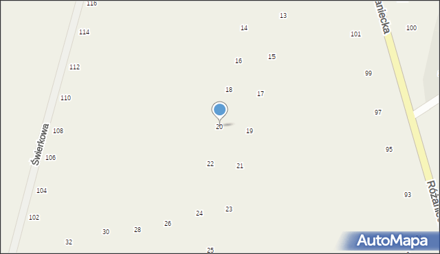 Suszno, Kalinowa, 20, mapa Suszno