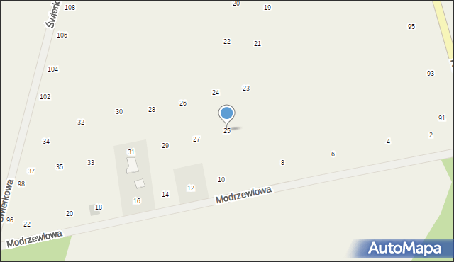 Suszno, Kalinowa, 25, mapa Suszno
