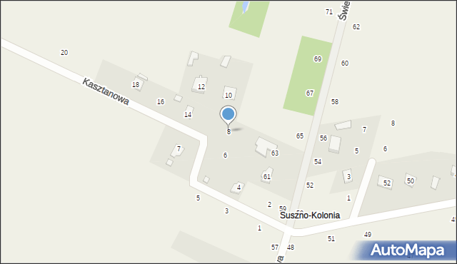 Suszno, Kasztanowa, 8, mapa Suszno