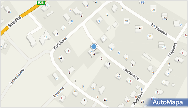 Sycewice, Kasztanowa, 4, mapa Sycewice