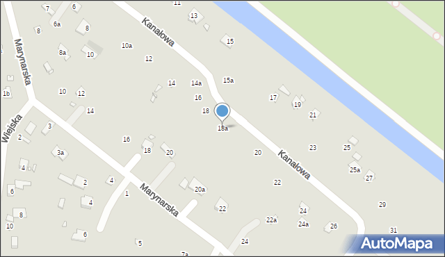 Szczecin, Kanałowa, 18a, mapa Szczecina