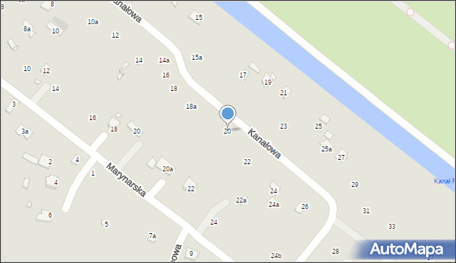 Szczecin, Kanałowa, 20, mapa Szczecina