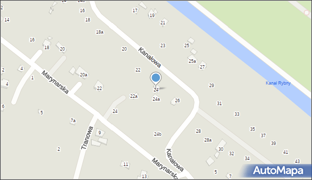 Szczecin, Kanałowa, 24, mapa Szczecina