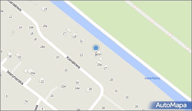 Szczecin, Kanałowa, 25, mapa Szczecina