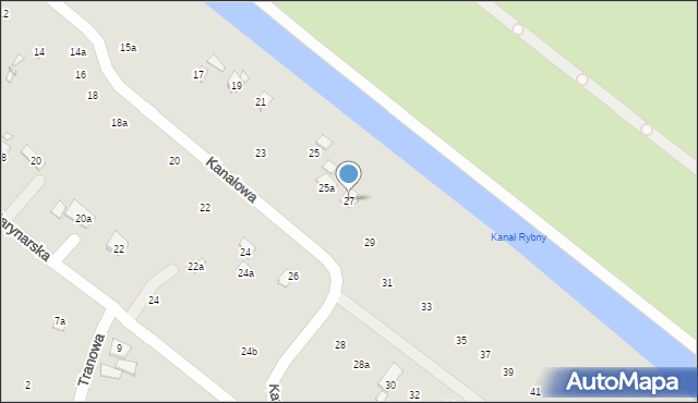 Szczecin, Kanałowa, 27, mapa Szczecina