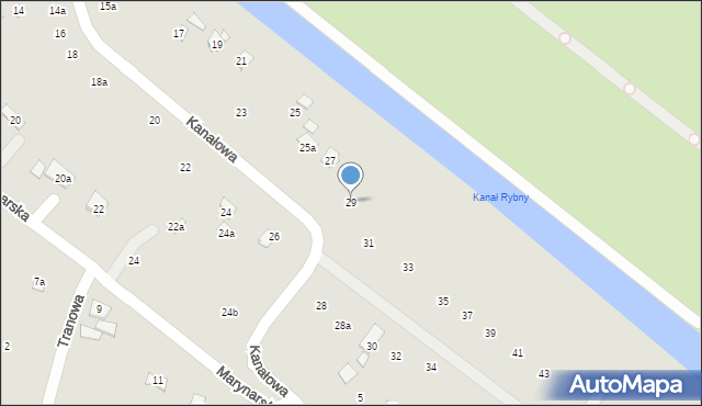 Szczecin, Kanałowa, 29, mapa Szczecina