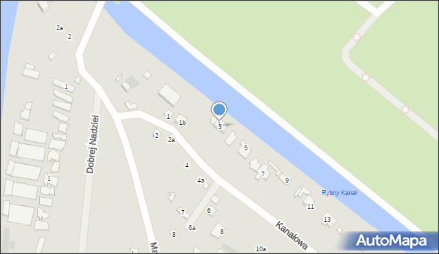 Szczecin, Kanałowa, 3, mapa Szczecina