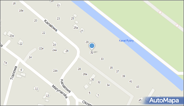 Szczecin, Kanałowa, 31, mapa Szczecina