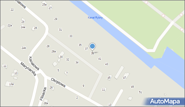 Szczecin, Kanałowa, 39, mapa Szczecina