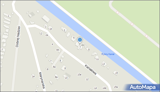 Szczecin, Kanałowa, 7A, mapa Szczecina