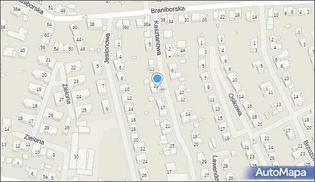 Szczecin, Kasztanowa, 15, mapa Szczecina