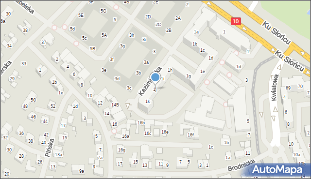 Szczecin, Kazimierska, 1j, mapa Szczecina