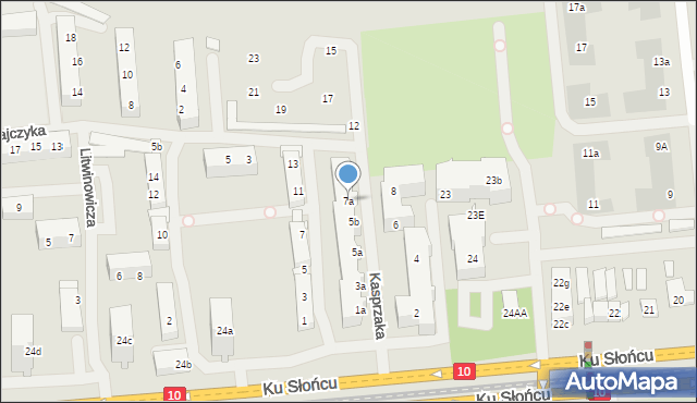 Szczecin, Kasprzaka Marcina, 7a, mapa Szczecina