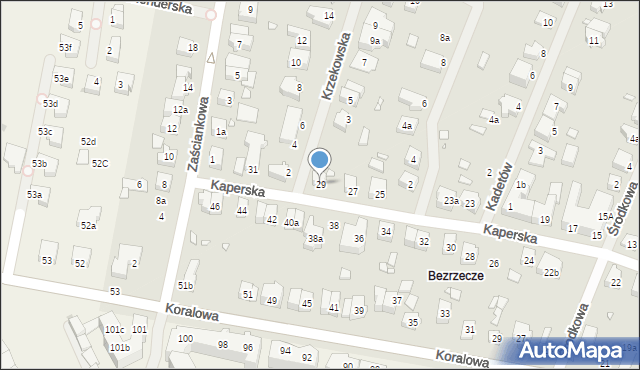 Szczecin, Kaperska, 29, mapa Szczecina