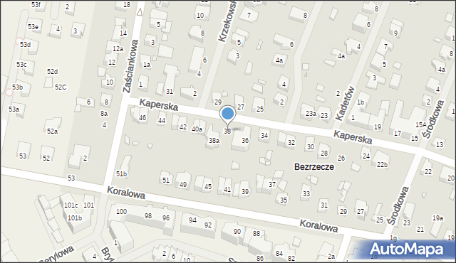 Szczecin, Kaperska, 38, mapa Szczecina