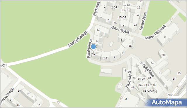 Szczecin, Kapitańska, 5a, mapa Szczecina