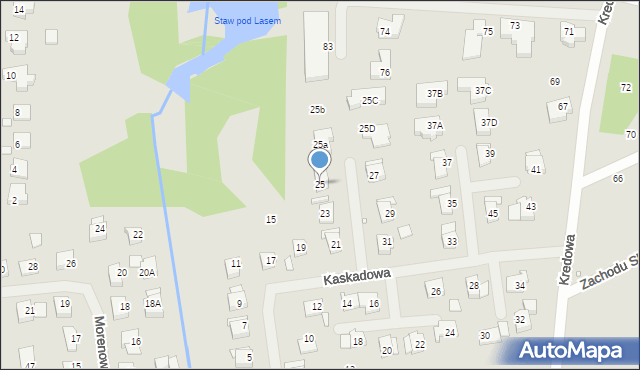 Szczecin, Kaskadowa, 25, mapa Szczecina