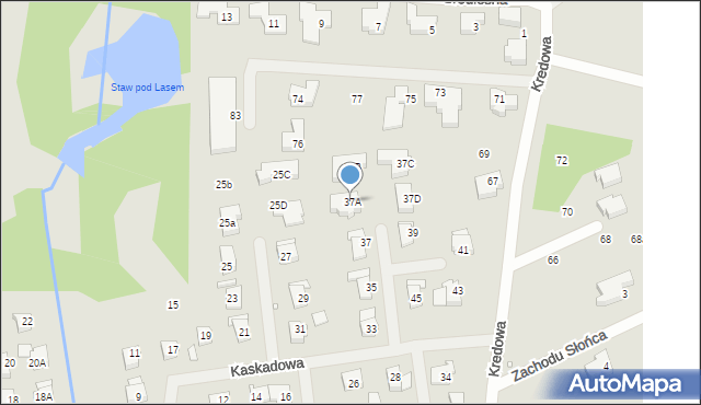 Szczecin, Kaskadowa, 37A, mapa Szczecina