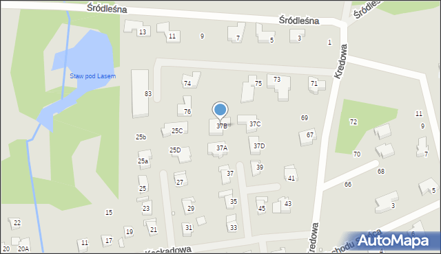 Szczecin, Kaskadowa, 37B, mapa Szczecina