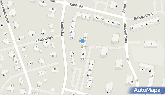 Szczecinek, Karlińska, 9c, mapa Szczecinek