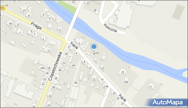 Szczerców, Kącik, 9, mapa Szczerców