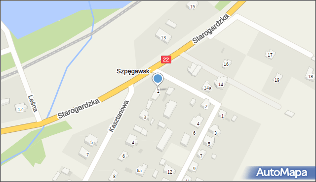 Szpęgawsk, Kasztanowa, 1, mapa Szpęgawsk